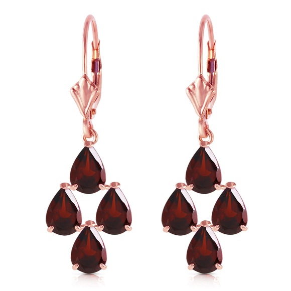 Galaxy Gold Products Jewelry - 14K. SOLID GOLD LEVERBACK EARRING WITH GARNETS